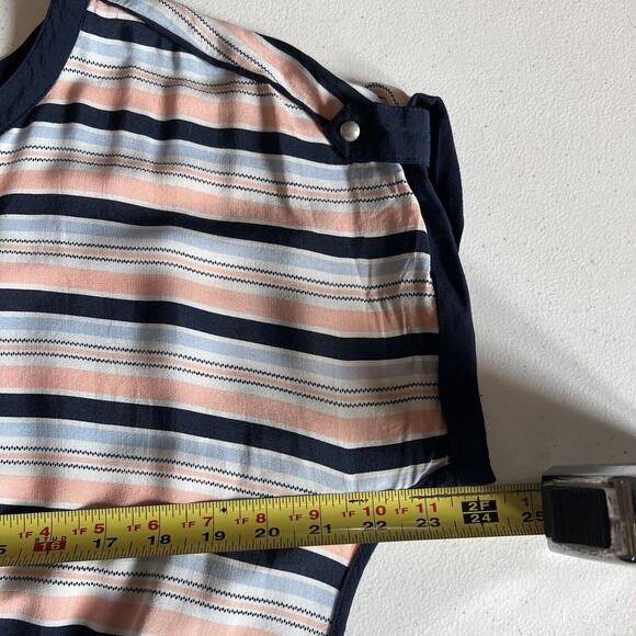 TOMMY HILFIGER Blue Striped Sleeveless Dress elastic Waist Size Medium rayon - Picture 10 of 10